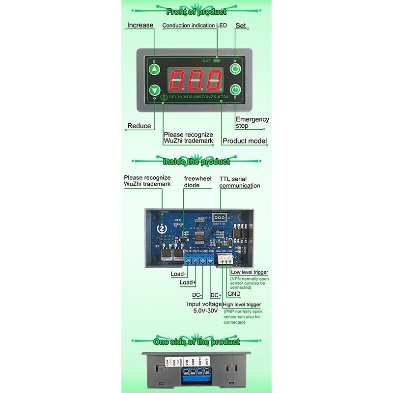 ZK-KTD4 mOS Switch Trigger Cycle Timing Delay module Solenoid Valve Control 5VZ4
