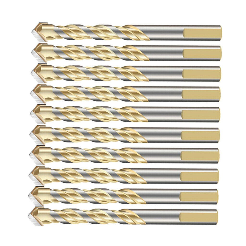 10 Pieces HSS Straight Shank Coated Triangle Twist Spiral Drill Bit Set 12mm