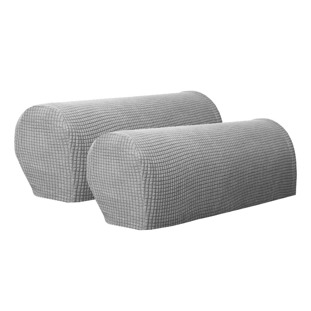 2 Pairs Sofa Armrest Covers Stretch Arm Furniture Protector Light Gray