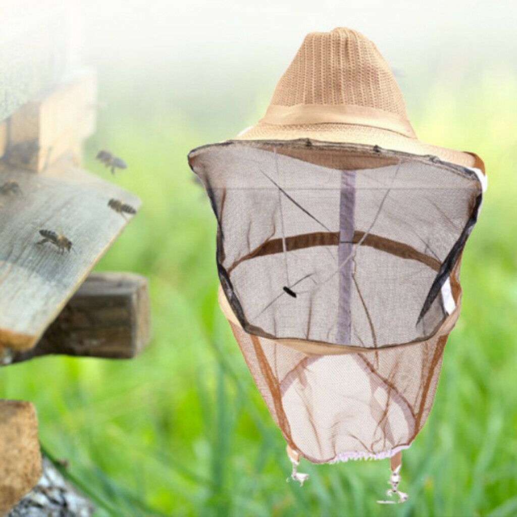 2pcs / Set Cowboy Nylon Beekeeping Veil Breathable Beekeeper Hat For