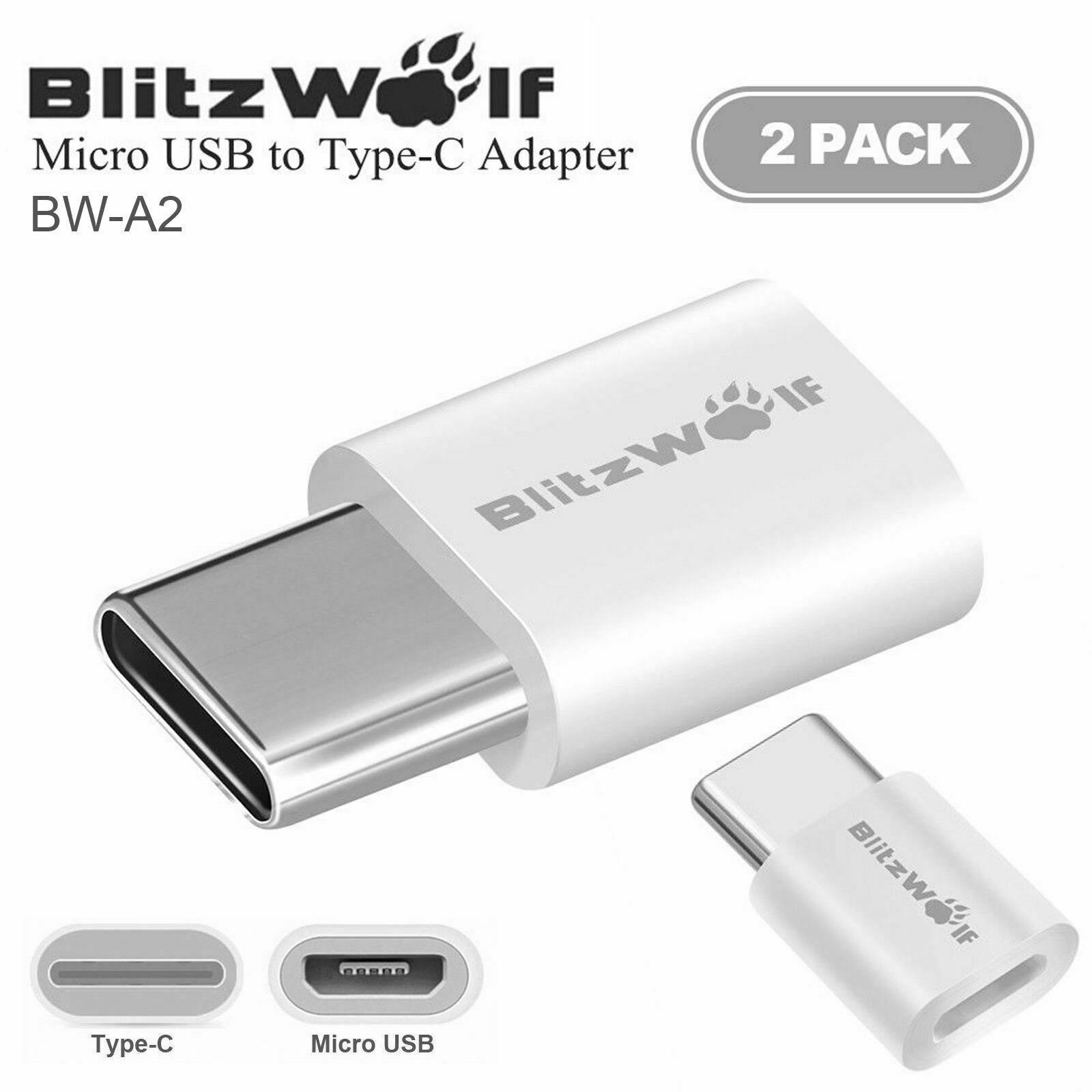 x2 BlitzWolf Type-C USB C to Micro USB Data Sync Charger Cable Connector Adapter