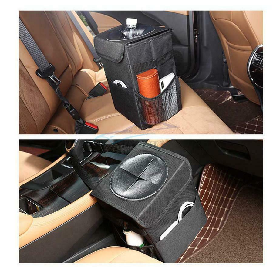 1x Waterproof Leakproof Collapsible Universal Car Trash Can with Lid Storage Bag