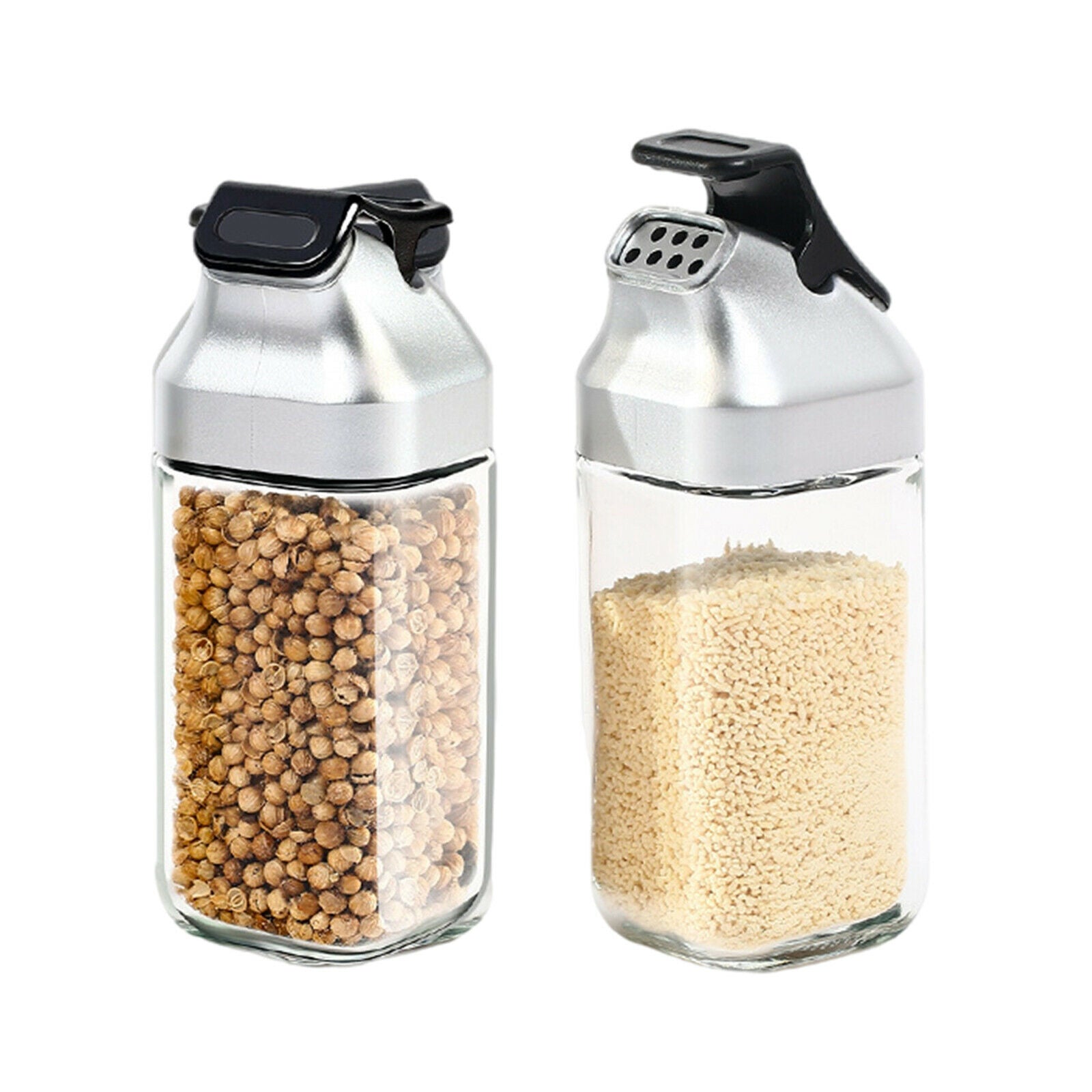 2/Set Pepper and Salt Shaker Seasoning Spice Dispenser Holder Refillable BBQ