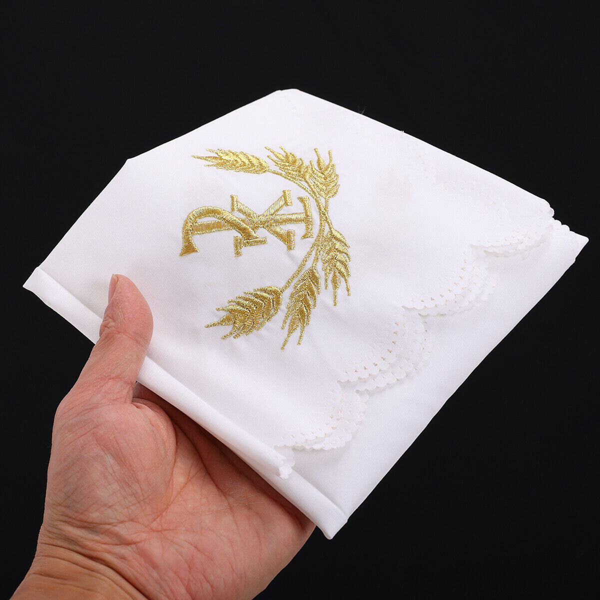 Square Church Pastor Mass Corporal Altar Cover Golden Wheat Pattern Cloth