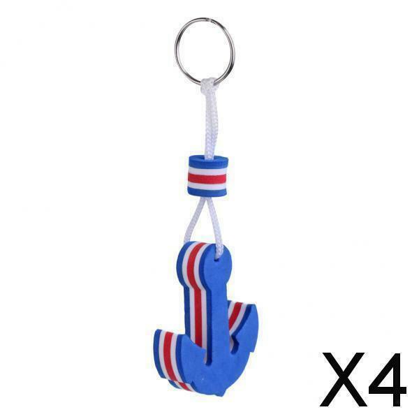 4X Floating Keychain Yachting Sailing Fishing Key Chain Ring Float Blue Anchor