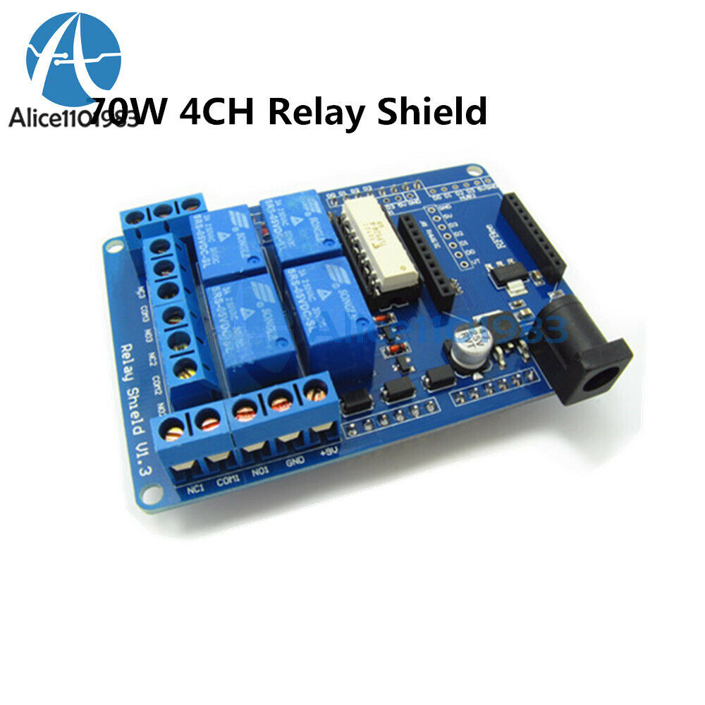 70W DC 9V 4 Mechanical Relay Module Shield For Arduino UNO R3 XBEE 315 433MHz RF