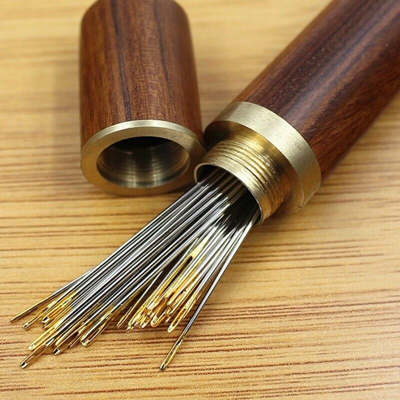 DIY Sewing Needles Holder Storage Tube Wooden Box Hand Sewing Case Contai.l8