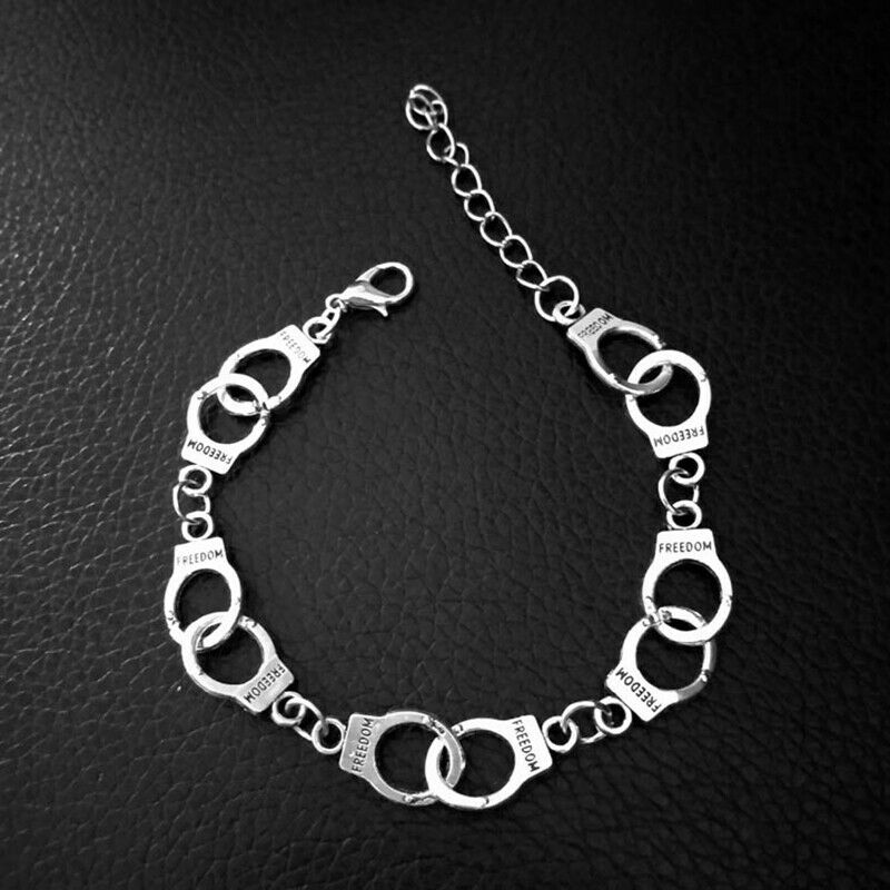 Fashion Punk Freedom Handcuffs Bracelet Lover Couple Chain Bangle Jewelry.l8