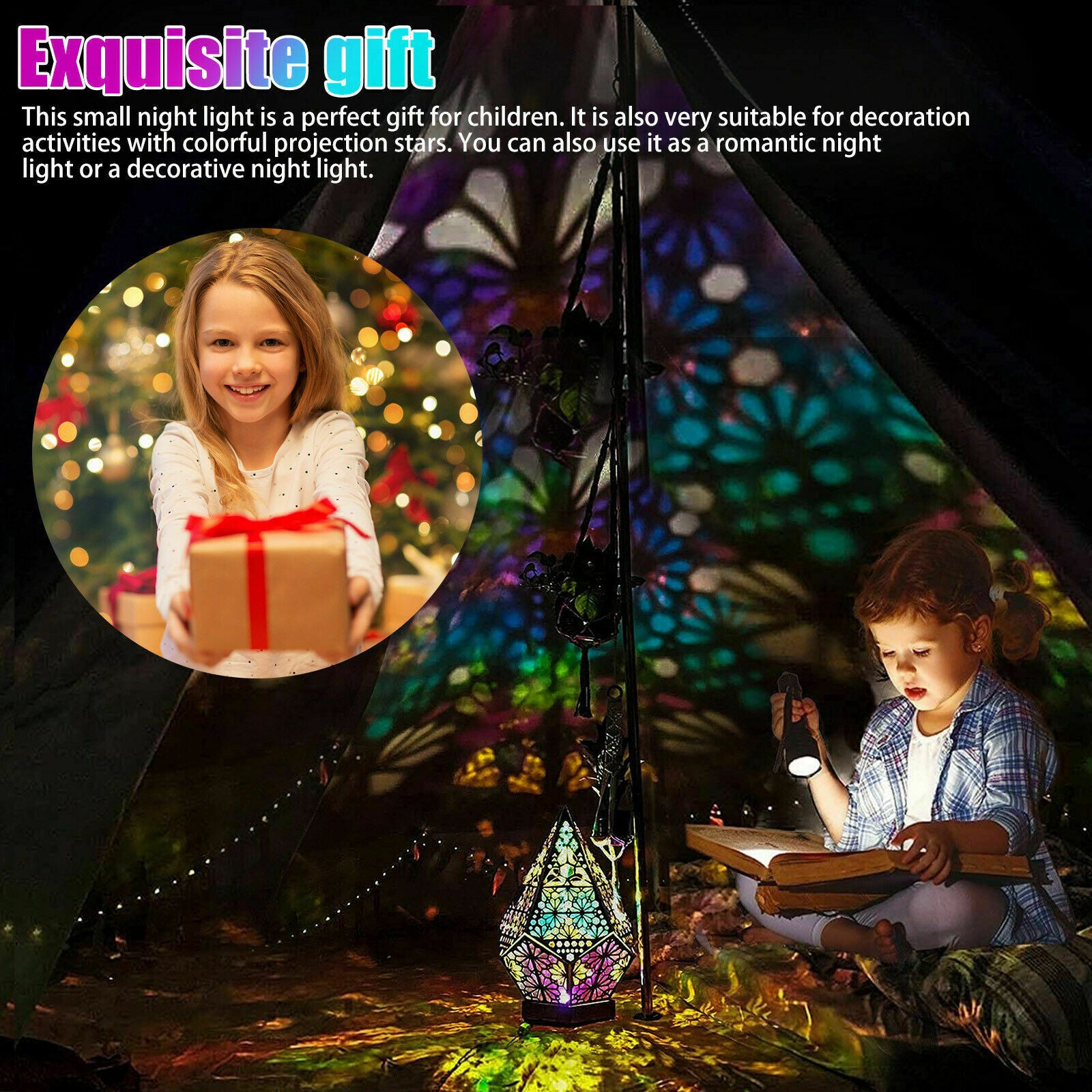 Bohemian Colorful Table Bedside Polar Star Starry Sky Floor Projection LED Lamp