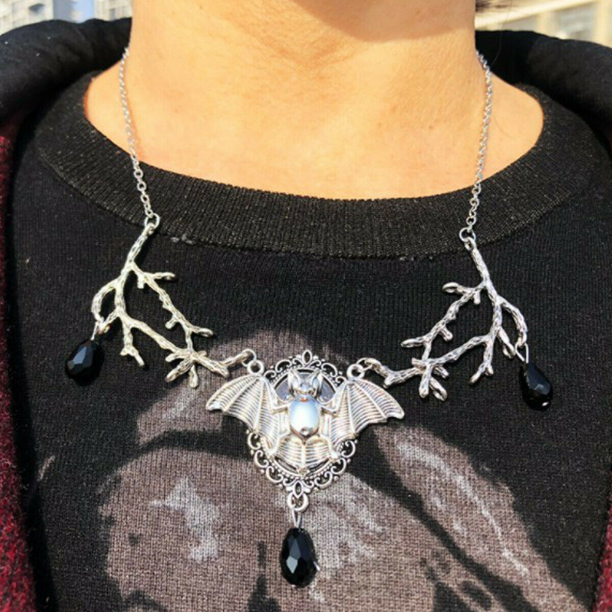 Punk Evil Gothic Bat Pendant Pagan Bat Necklace Halloween Ornament Jewelry Gift