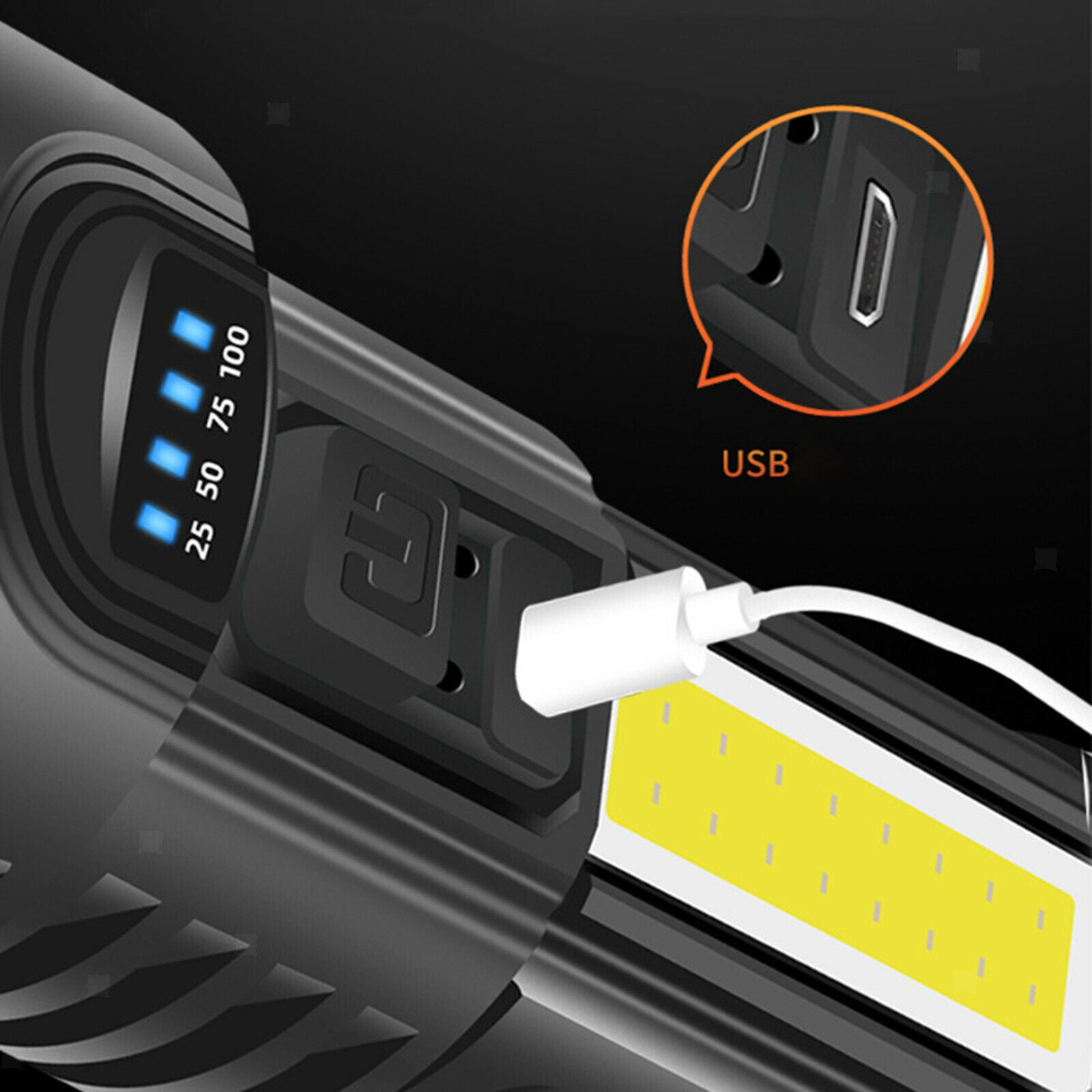 Super Bright LED Torch Flashlight USB Cycling Mountain Lights Lamp Kit
