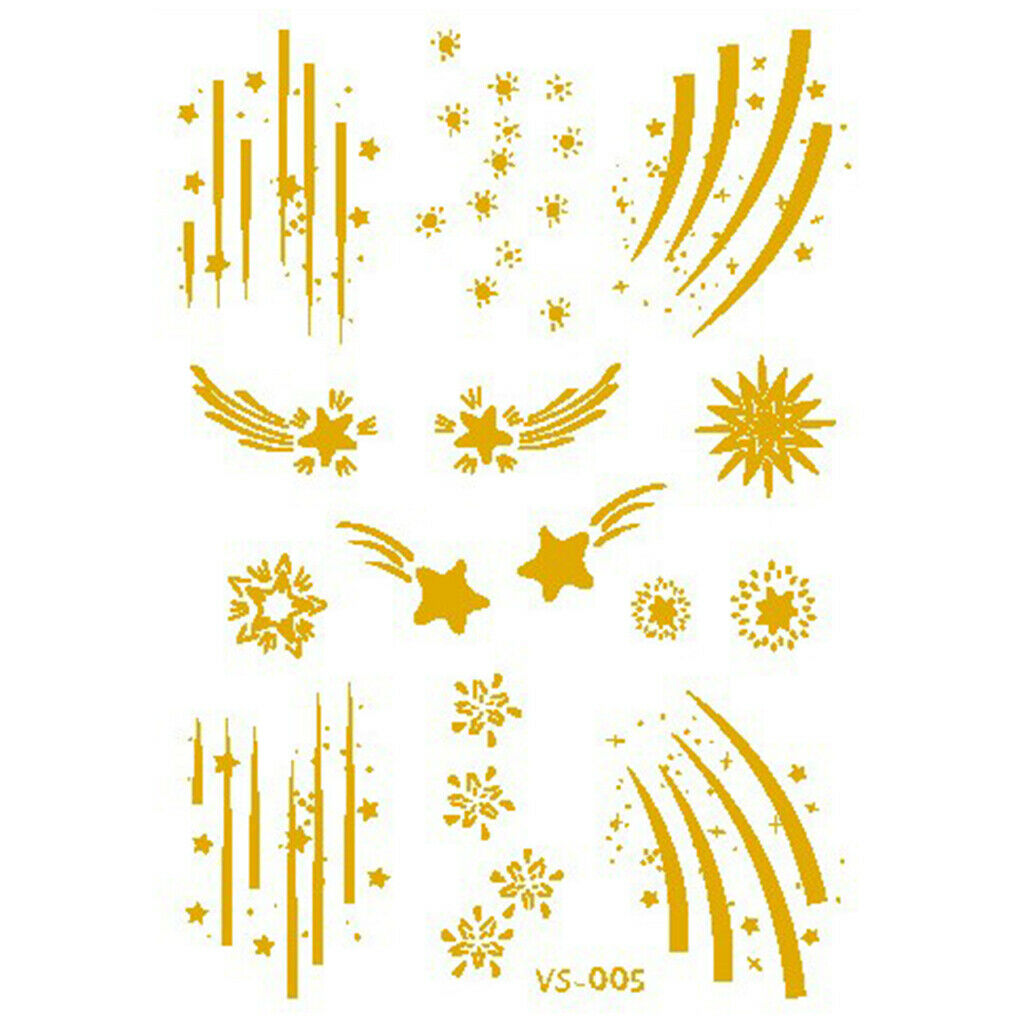 10 Packs Golden Makeup Tattoo Water Stickers Decals Set for Arms Wrist Back