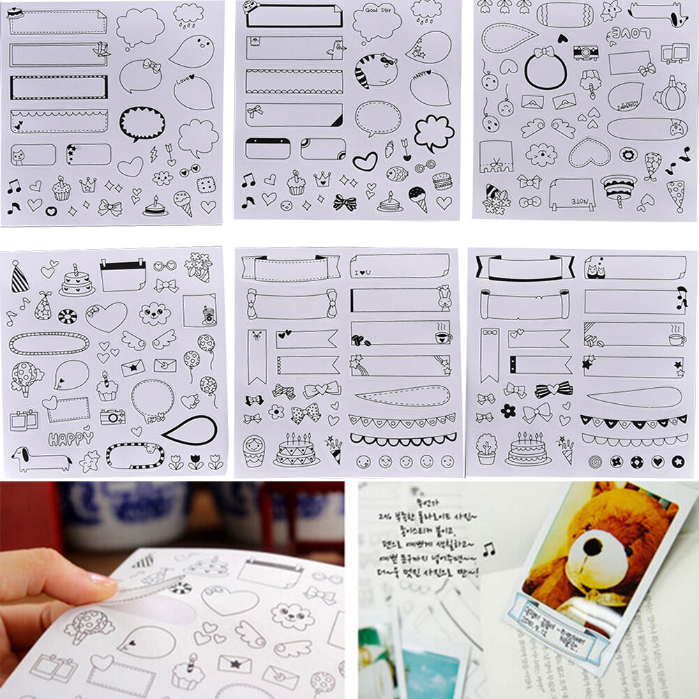6 sheet Notebook album Calendar Memo Diary Planner notes Decor Paper Stick.l8