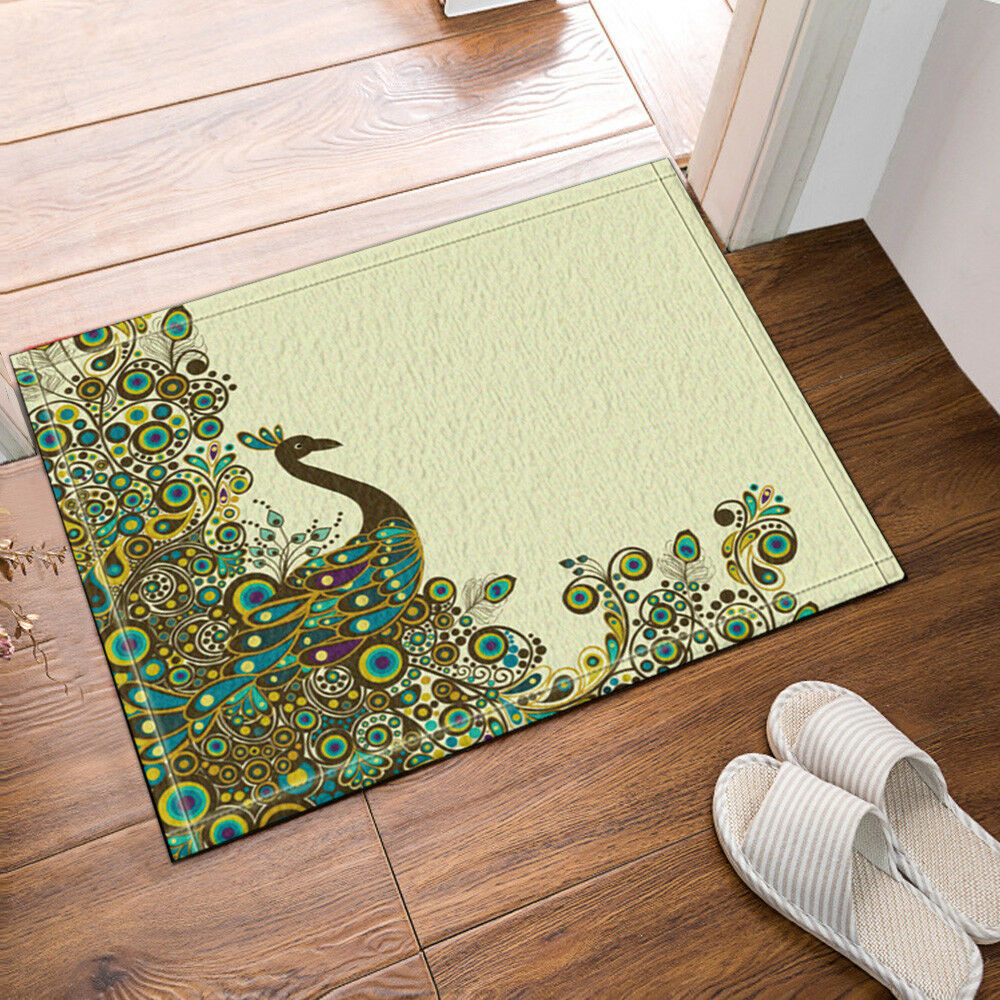 Peacock Birds Bath Rugs Non-Slip Floor Entryways Outdoor Indoor Front Door Mat