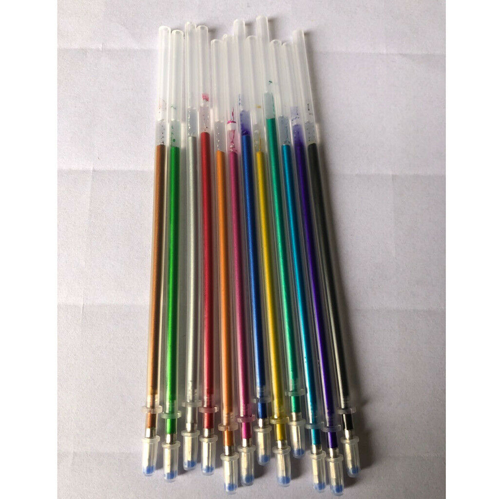 2X 1 pack 0.8mm Colorful Glitter Ink Gel Pen Refills  12pcs Metallic
