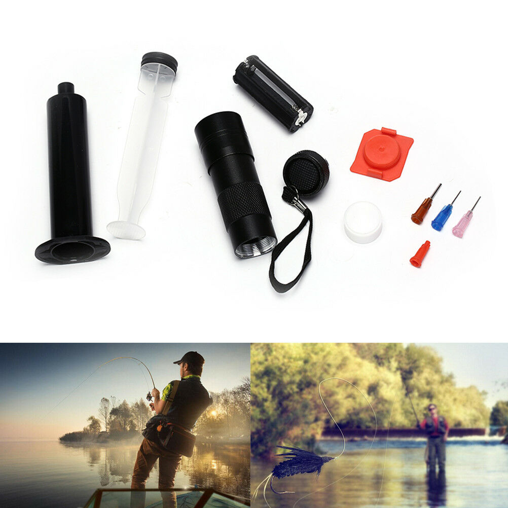 Fishing 12LED Super Bright Light UV Glue Cure Flashlight and Syringe Coating Lt