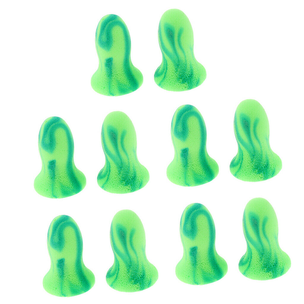5 Pairs Soft Foam Ear Plugs Tapered Travel Sleep Noise Prevention Green