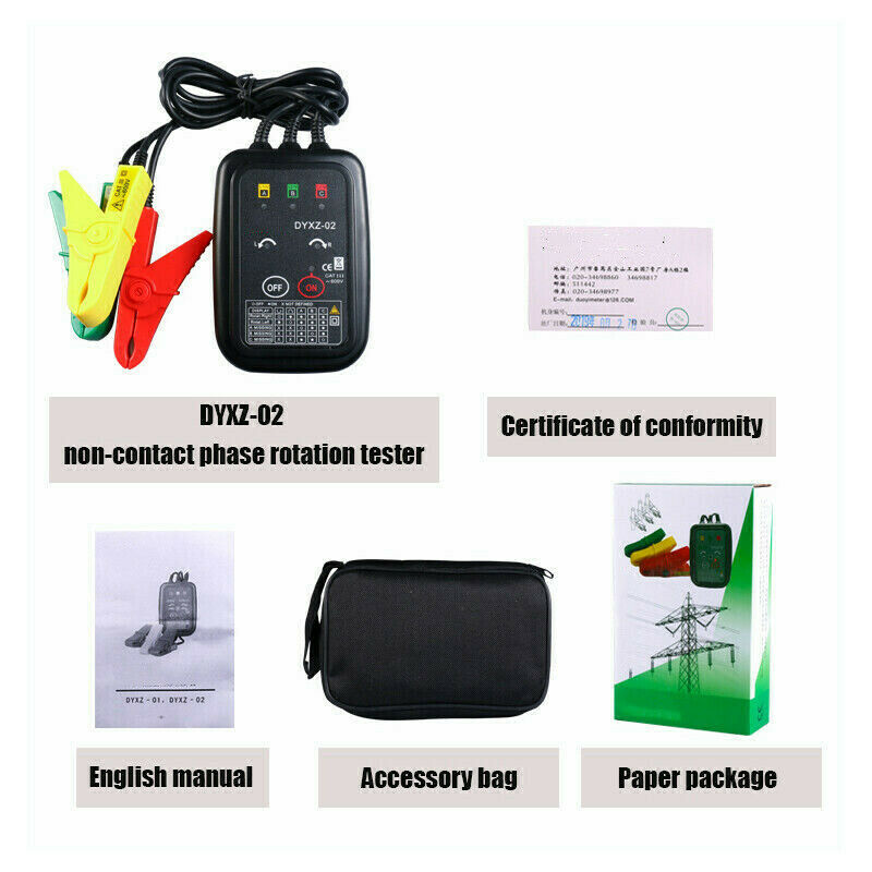 Dyxz-02 Non-Contact Led Display Three-Phase Sequence Tester Dyxz-02 Cw 70~600Vac