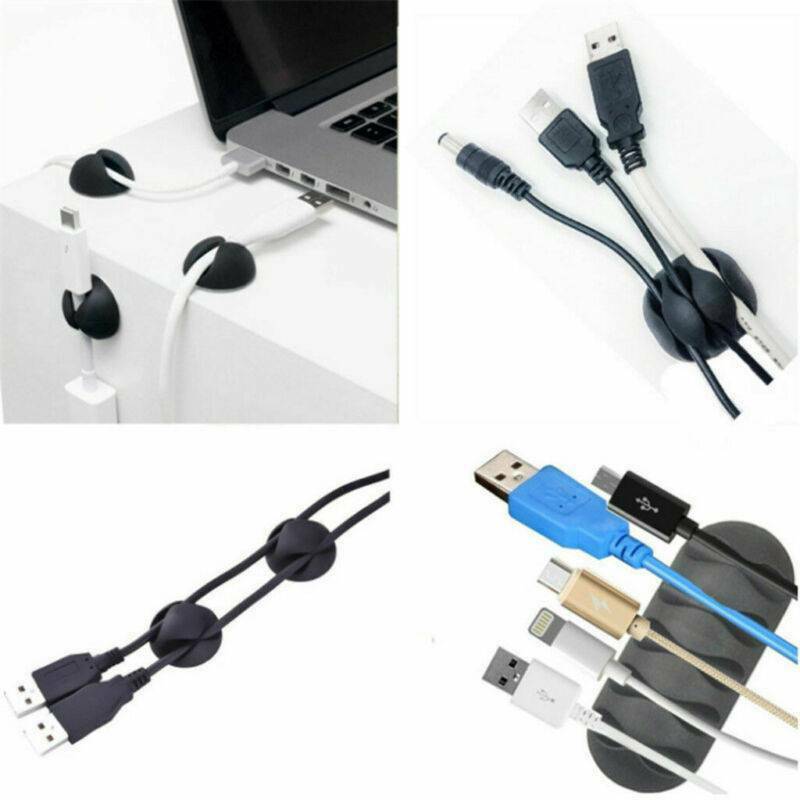 20* Cable Clips Tidy Cord Lead Desk Organiser USB Charger Holder Self-Adhesive~