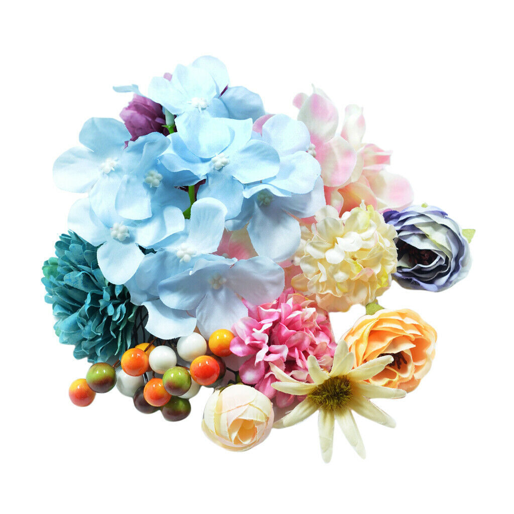 30 Pieces Mixed Artificial Flowers Heads DIY Wedding Bridal Hair Accessories