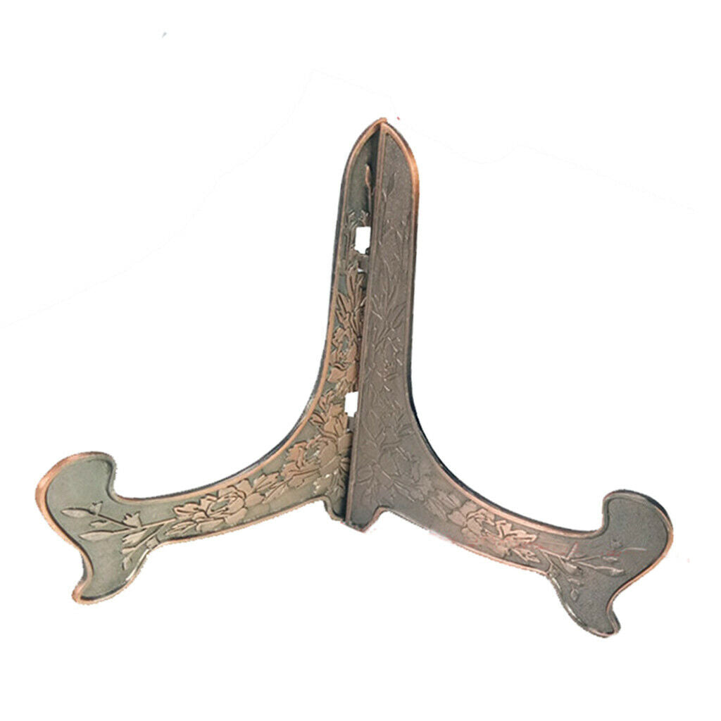 Metal Folding Plate Bowl Dish Picture Teacake Holder Easel  10cm_Bronze