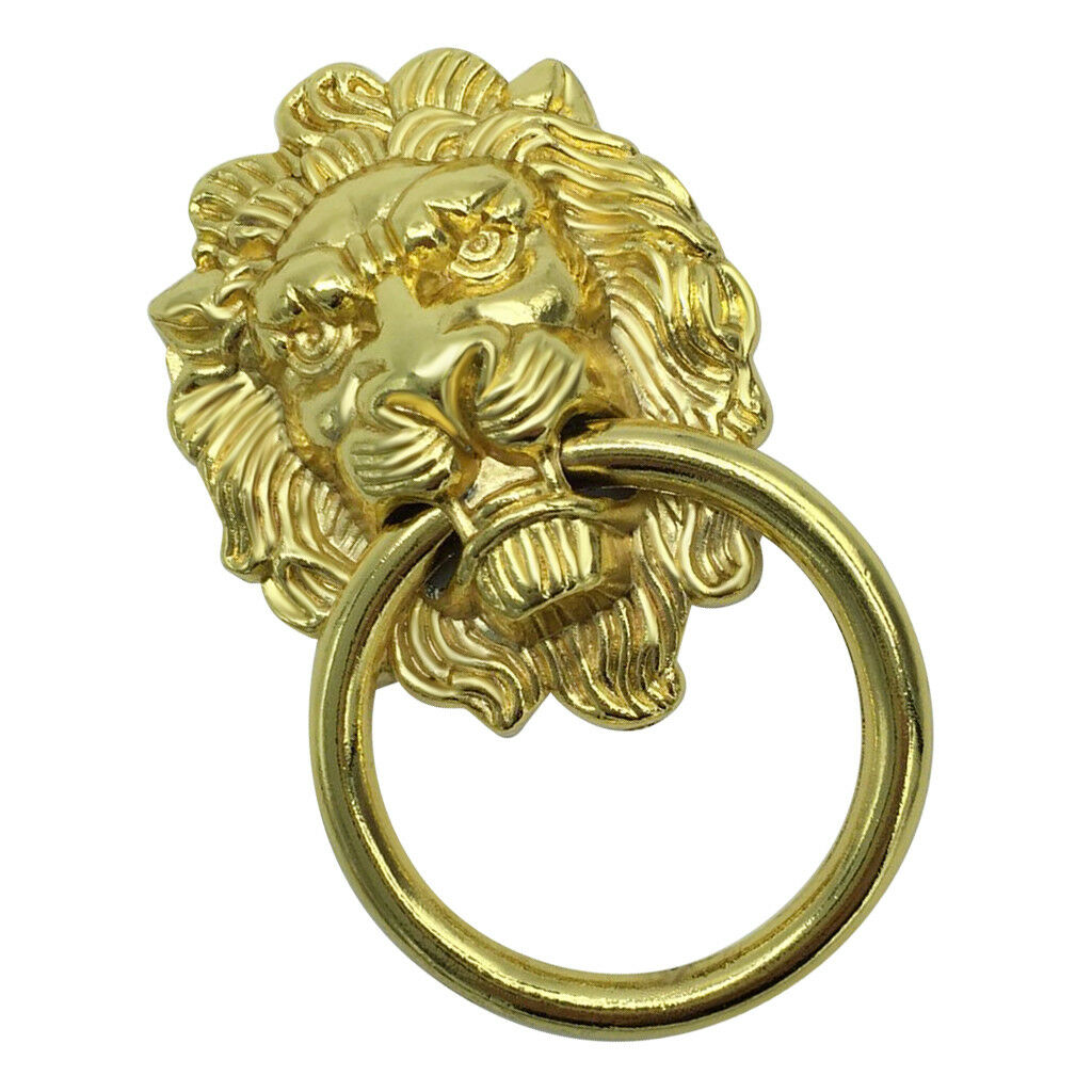 Lion Head Shape Pull Handle Door Cabinet Drawer Knob Furniture Decor _Gold_L
