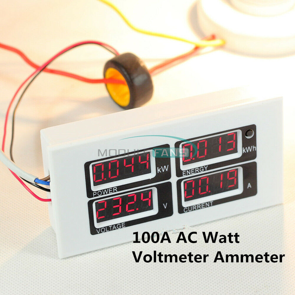 Digital 100A AC 110V 220V watt power meter volt amp Ammeter Voltmeter 80-260V