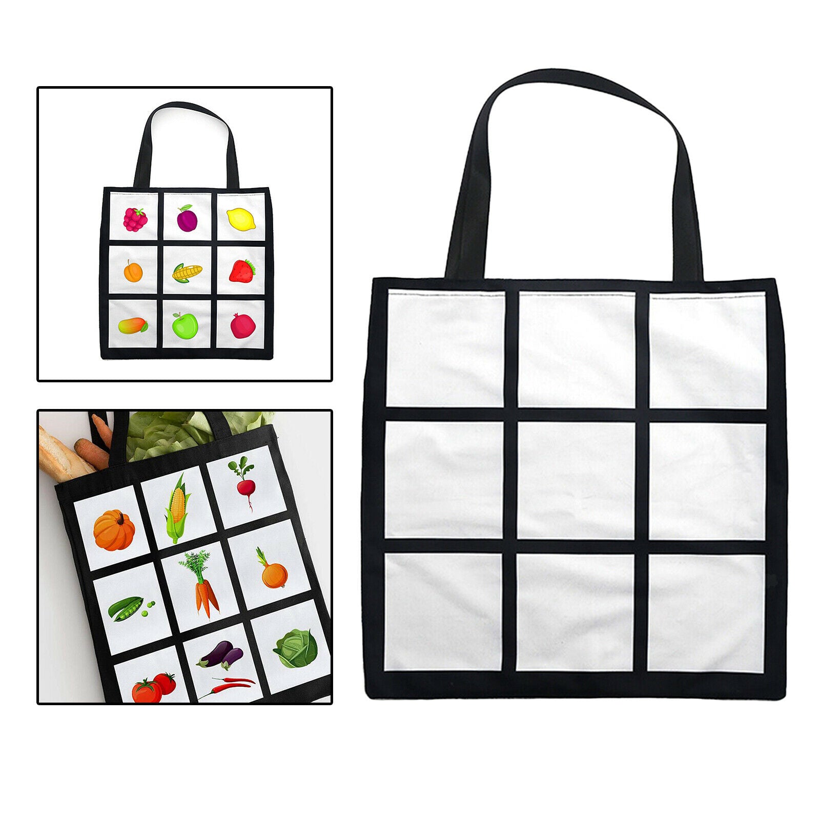 Sublimation Blank Panel Grocery Shopping Bag Printable Beach Casual Tote Bag