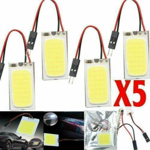 5* Super High Power 12V LED Panel Strip COB Chip Lamp + T10 Festoon Adapters Kit