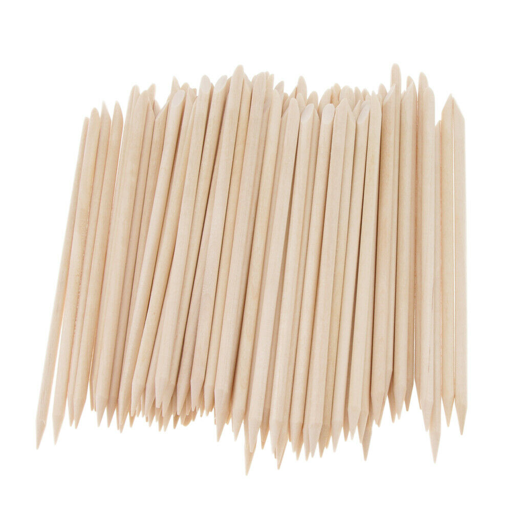 100 Pieces Nail Art Orange Wood Sticks Cuticle Pusher Remover Manicure Tool