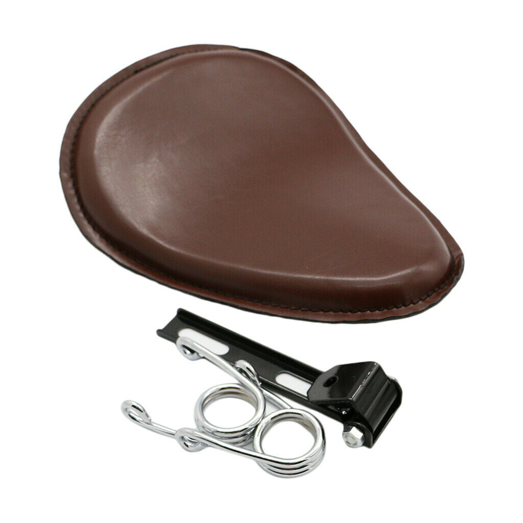 Motorcycle saddle solo seat kit made of PU leather, brown, 31 x 26 x 3 cm