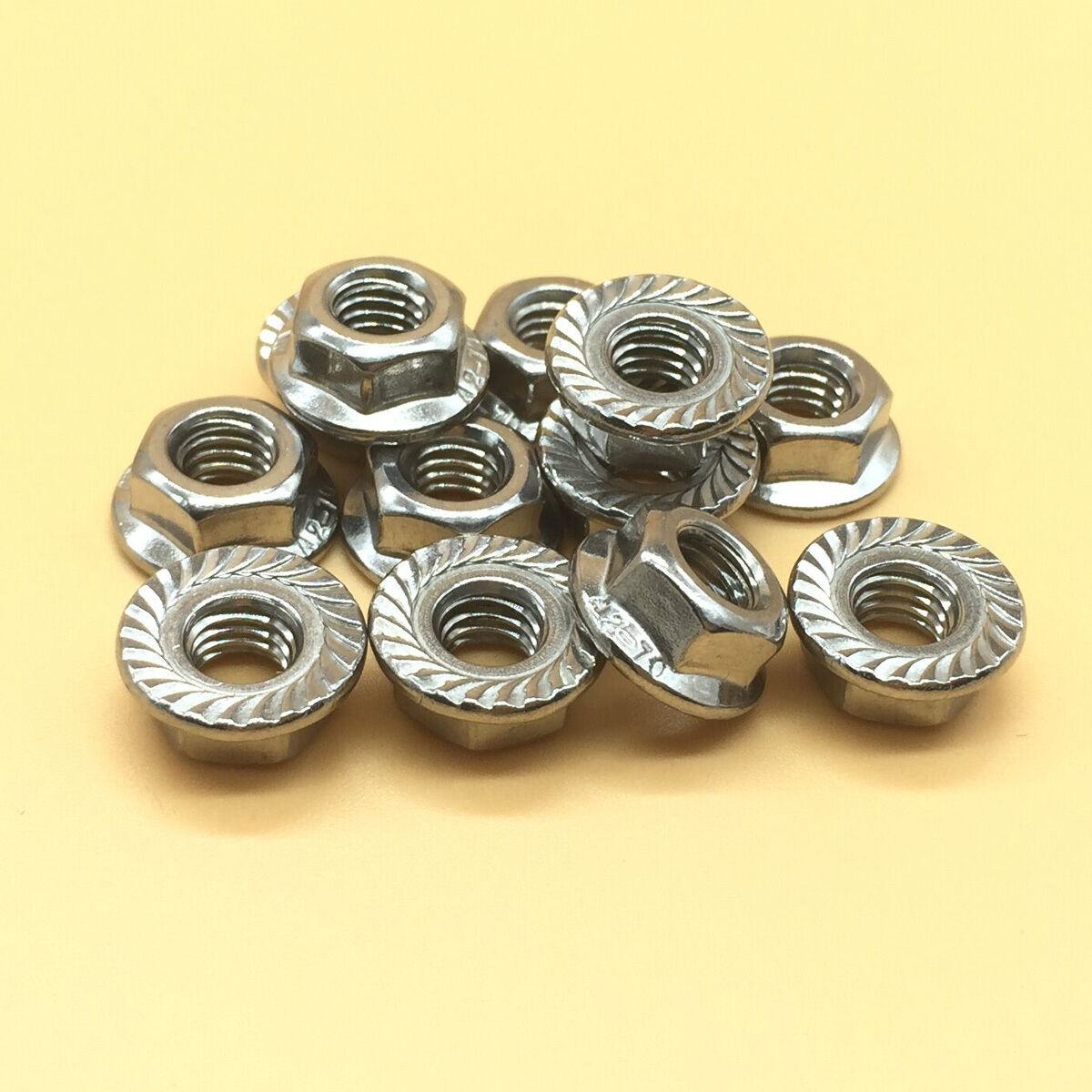 12 Pcs M12 x 1.75 Stainless Steel Flange Hex Nut Right Hand Thread [M1]