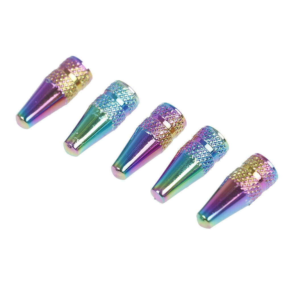 5Pcs Rainbow Bicycle Tire Valve Cap Tyre Valve Stem Aluminum Alloy Dust CoveE FG