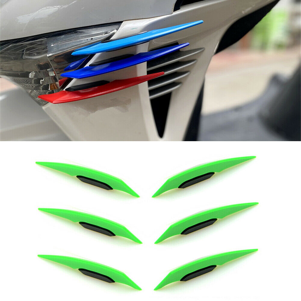 3 Pair Motorcycle Scooter Side Green Winglets Wind Fin Spoiler Decorative Trim