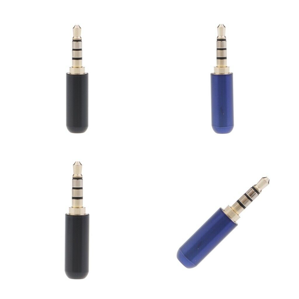 4Pcs 4-Pole 3.5mm 1/8" Male Headphone Jack Plug Metal Audio Connectors