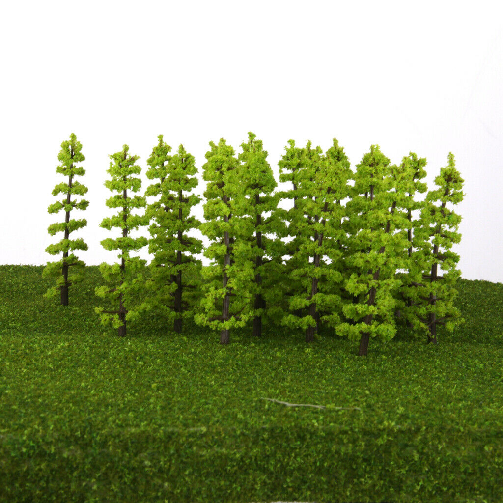 60Pcs 9cm Height Fir Tree Models 1:100 HO Layout for RR Railroad Park Garden