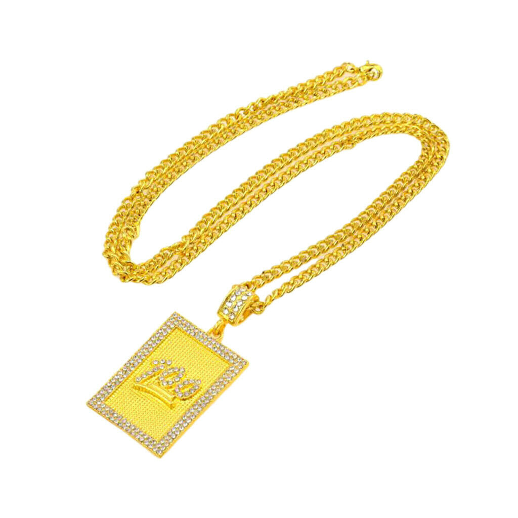 Fashion Hip Hop Score 100 Rectangle Pendant Long Chain Necklace Men Women