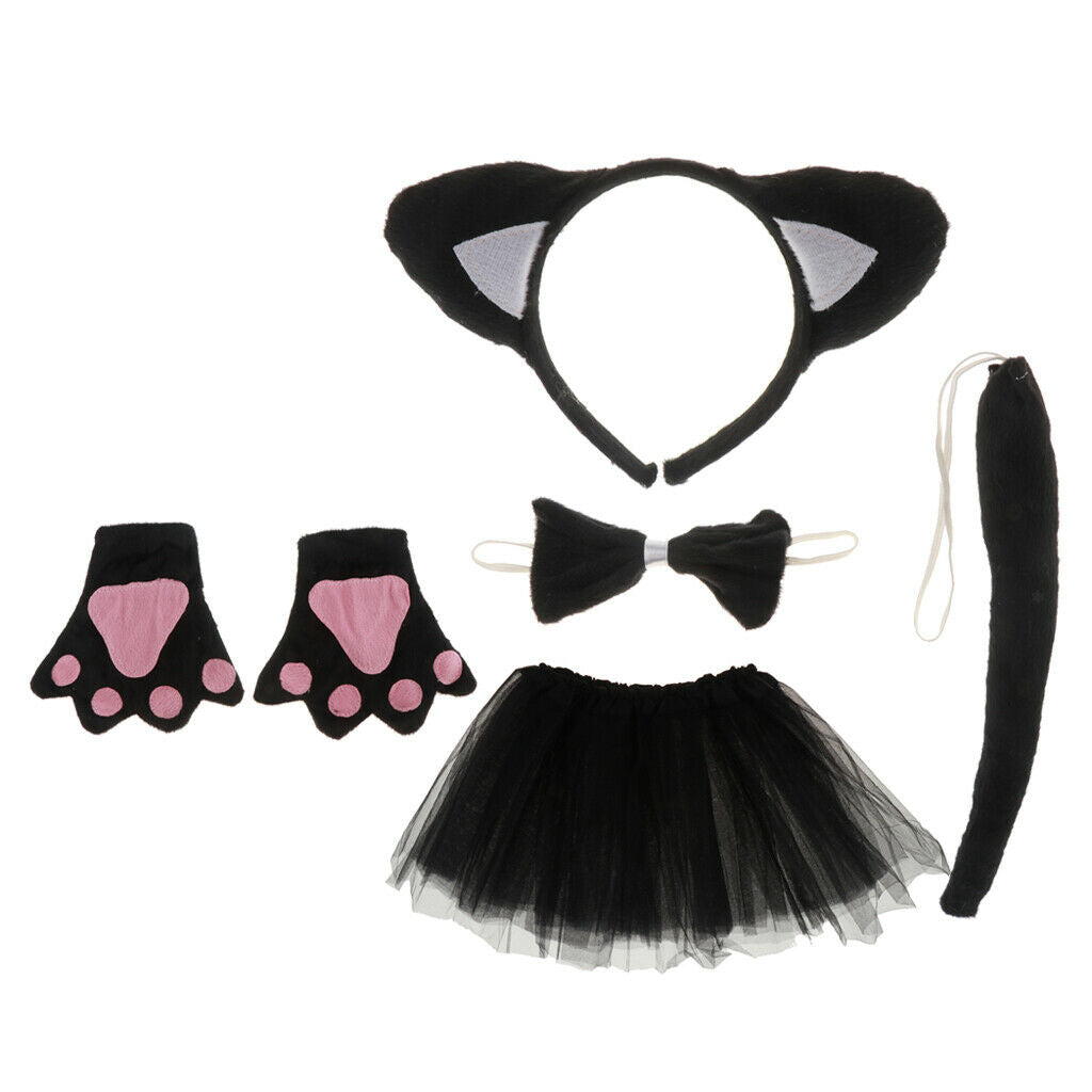 Animal costume cat ears headband with gloves tutu skirt tail and