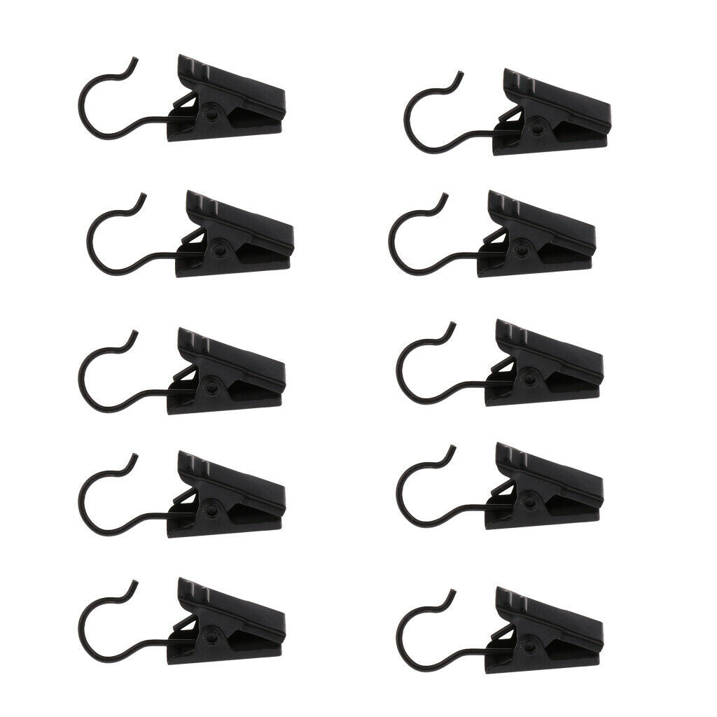 10Pcs Heavy Duty Curtain Clips with Hook Spring Clamps Hanger Clips Glider Black