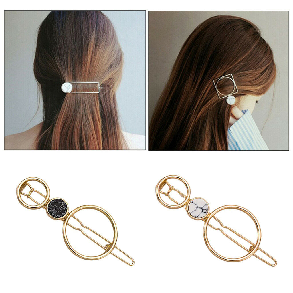 2 Pcs Women's Girls Geometric Hair Clip Hairpin Grips Hair Accessories