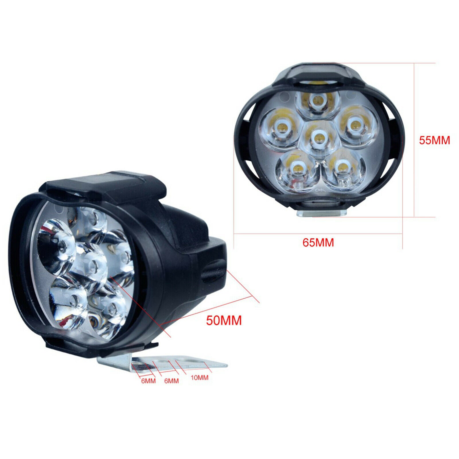 6 Led Motorbike Bike Scooter Headlight with Switch Head Light Fog Spotlight