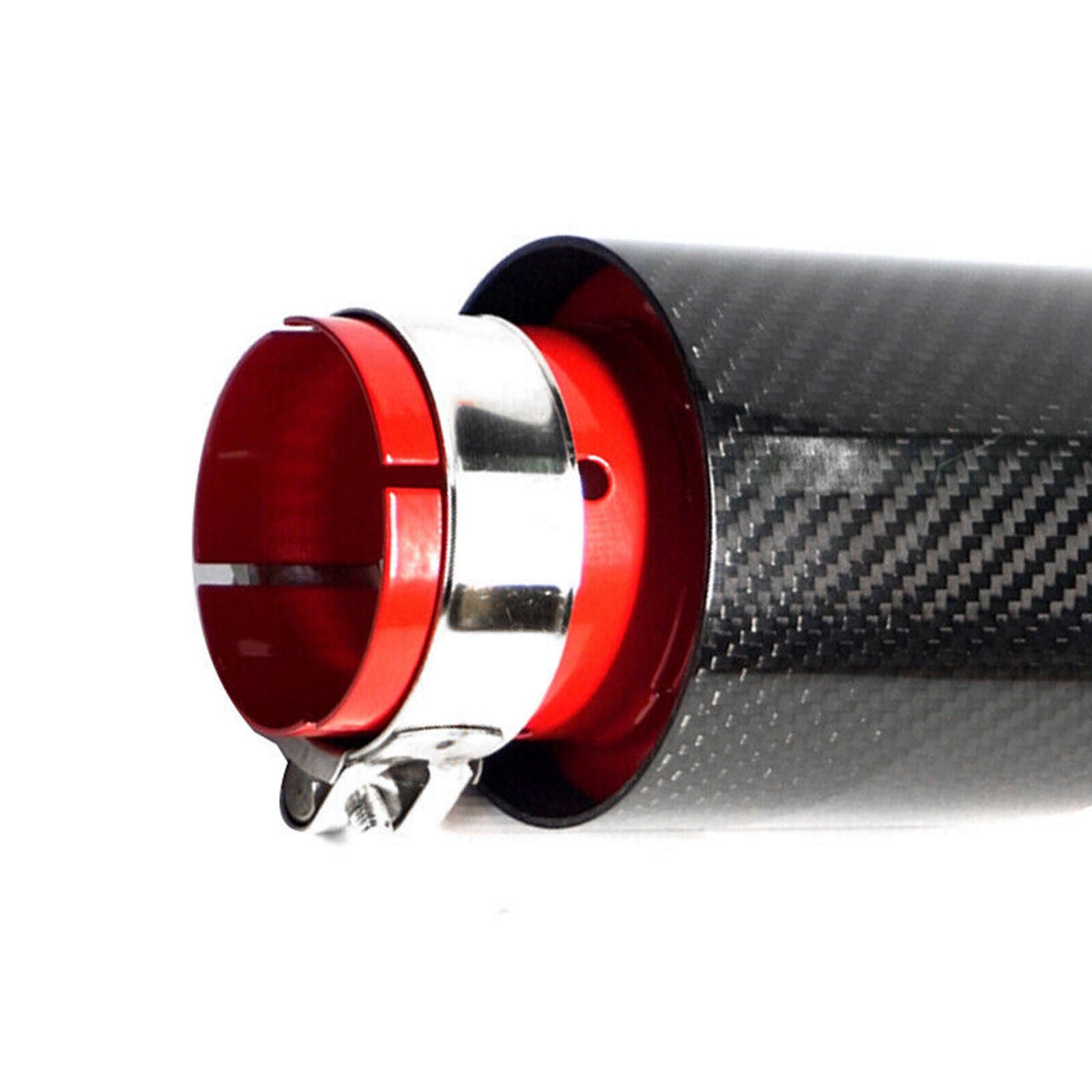 Car Exhaust Tip Muffler Pipe Red Steel Black Carbon Fiber 2.5" Inlet Universal