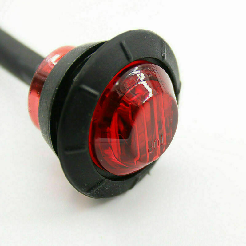 10X 3/4" Red Small Round Side Marker lights 3LED Button lamps Truck Lorry RV 12V