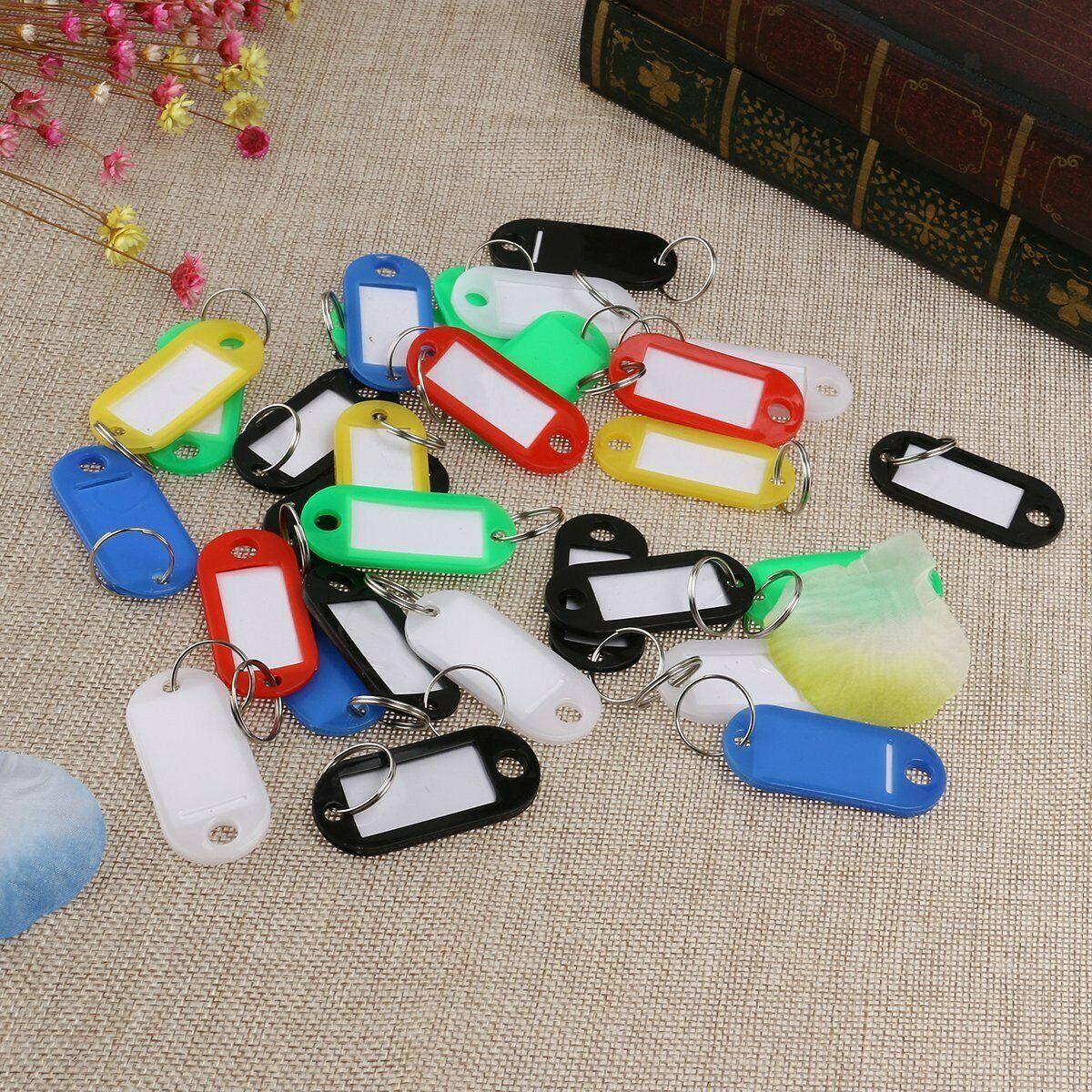 30pcs Keychain Colorful ID Label With Split Ring Random Color Pendant