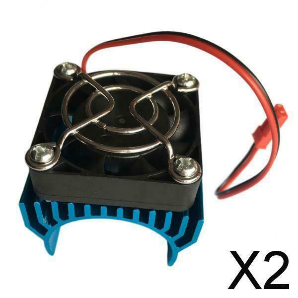 2X 4074/4274/1515 Motor Heat Sink with 40mm Fan Cooling for RC 1:8 Car Blue
