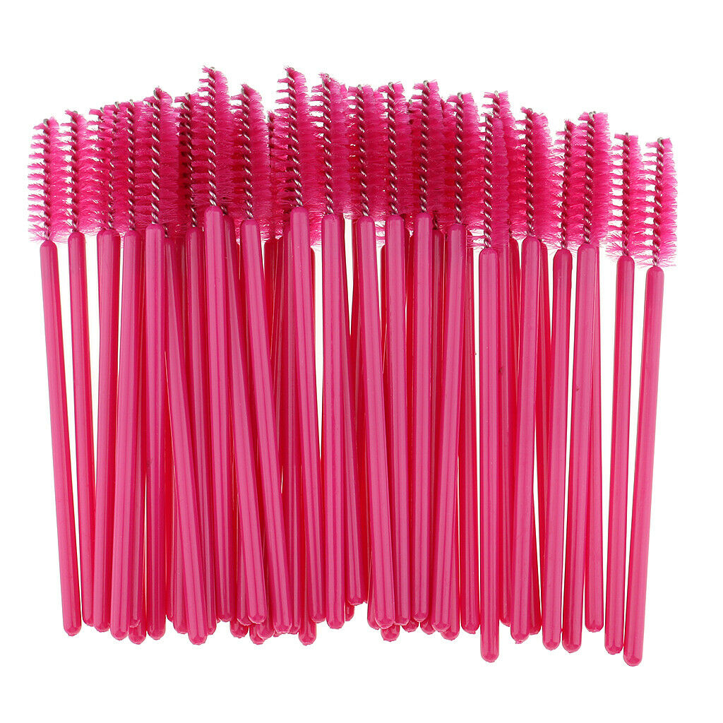 100 Pieces Disposable Eyelash Mascara Wands Applicator Makeup Brush Rose Red