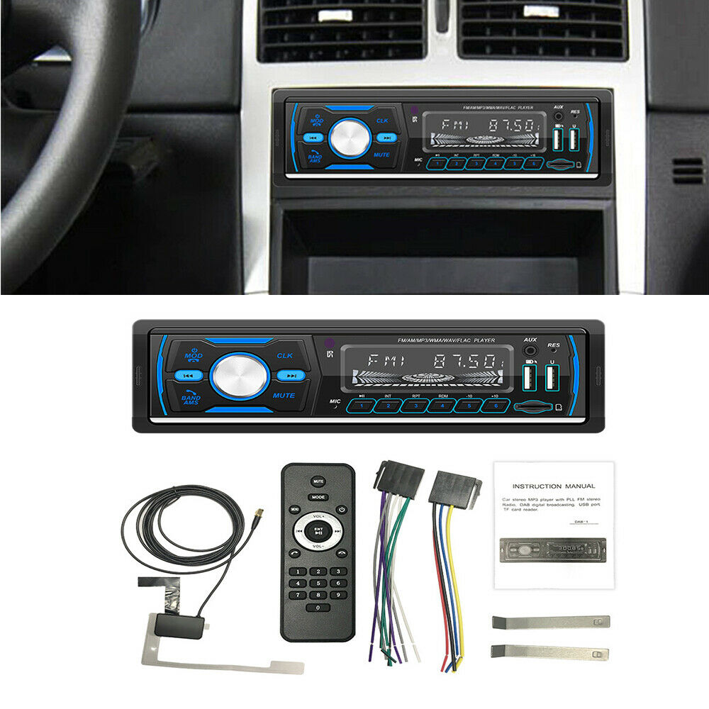 1DIN Car Radio MP3 Player DAB+ RDS FM AM Tuner Bluetooth Hands-free Calling