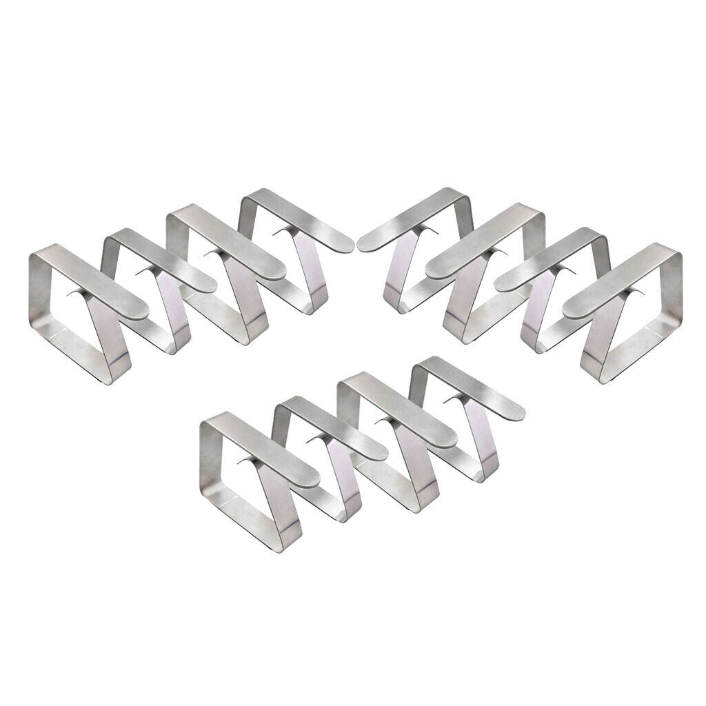 12PCS Stainless Steel Tablecloth Tables Cover Clips Holder Clamps Party Tools