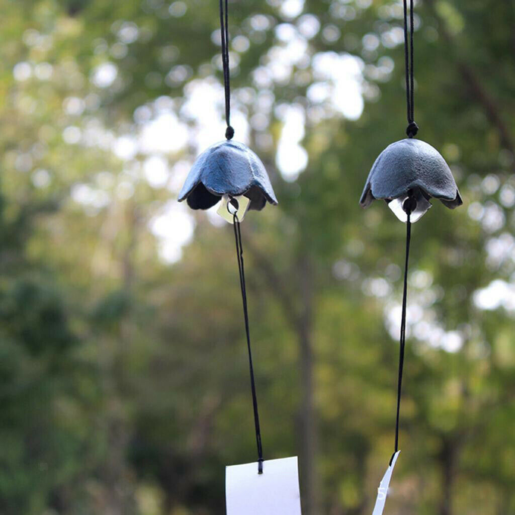 Japanese Iron Wind Chime Outdoor Garden Hanging Ornaments Platycodon-Green