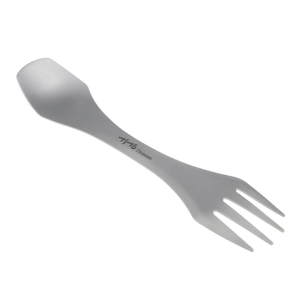 Camping Titanium Spork Fork Spoon Backpacking Cutlery 2 in 1 Titanium Color
